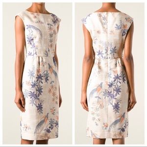 Tory Burch Bird Print Fatima Woven Sheath Dress